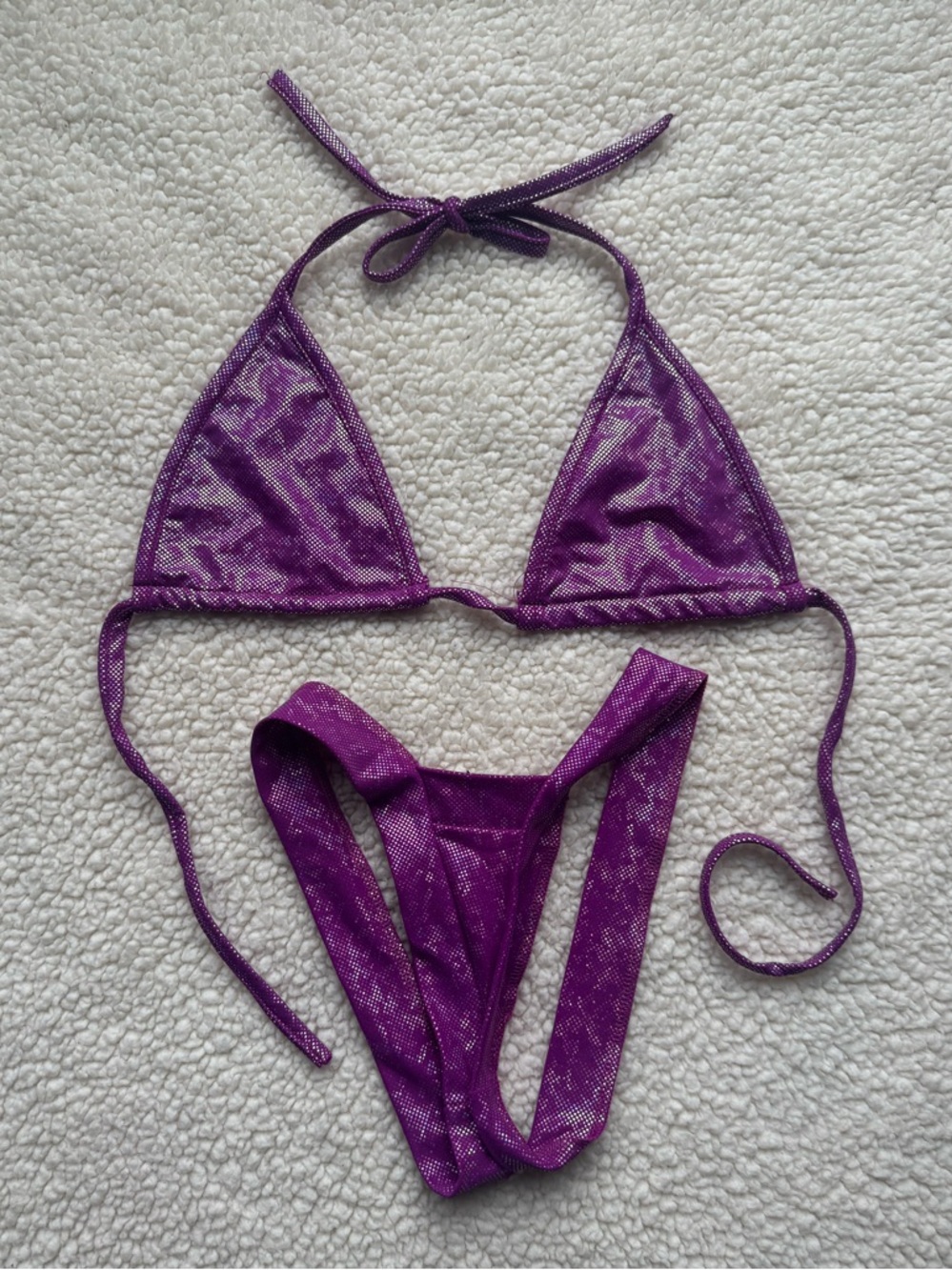 Purple Shimmer Triangle Bikini Set - Women Swim